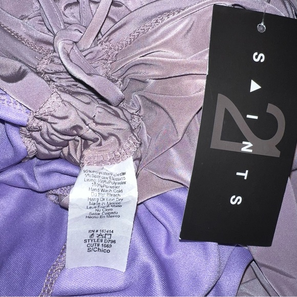 NEW 21 Saints Mauve Halter Dress Side Ruched Bodycon Asymmetrical Womens Size S - Picture 4 of 7